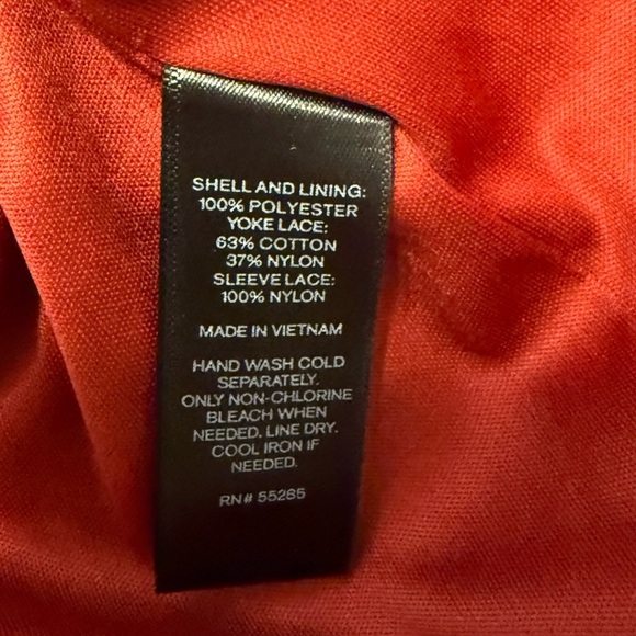 Express Elegant Lace Long Sleeve Elastic Waist Red Keyhole Pleated Dress S - Picture 5 of 5